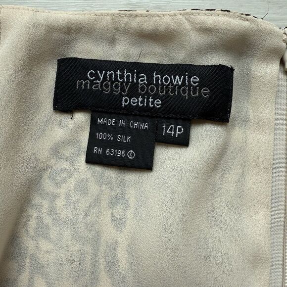 Y2K Cynthia Howie Maggy Boutique Women’s 14 Petite Silk Brown Animal Print Skirt - Picture 6 of 10
